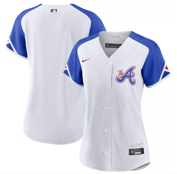 Women's Atlanta Braves Blank White 2023 City Connect Stitched Baseball Jersey(Run Small)